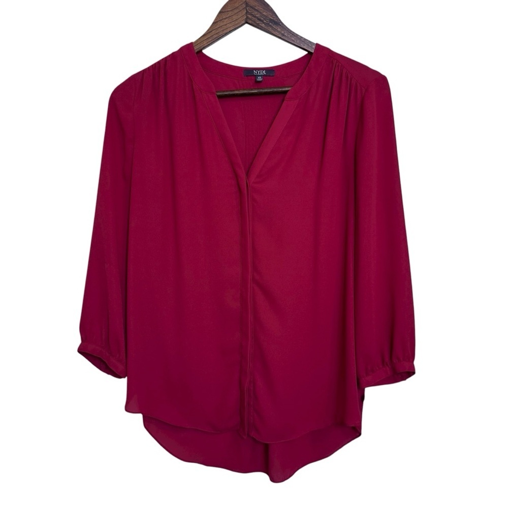 NYDJ Los Angeles Red Button Down Blouse Size XS